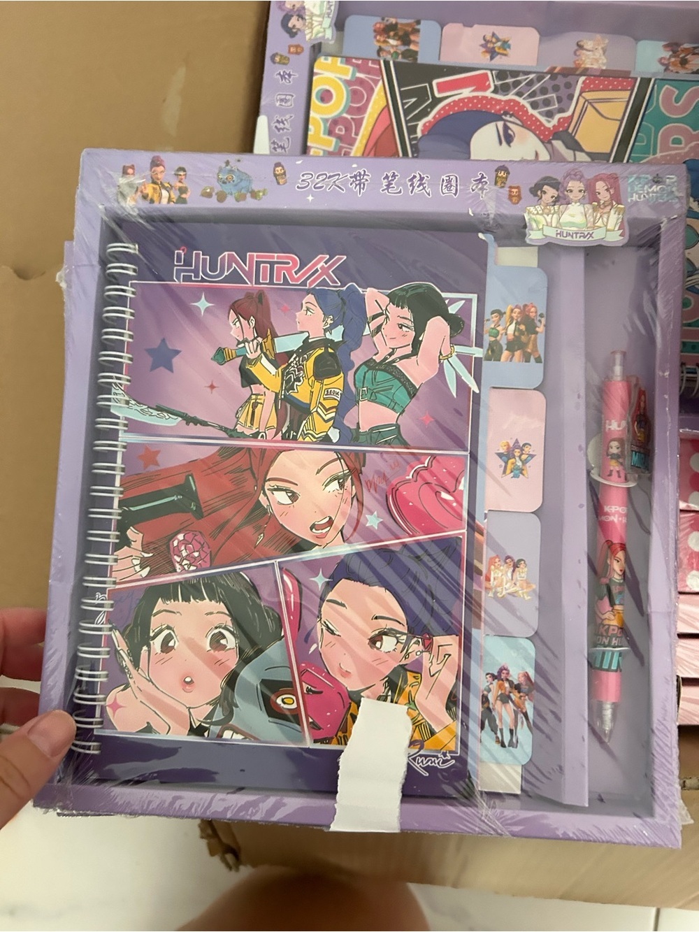 4/$50 deamon HUNTR X Purple Anime Spiral Notebook & Pen Set